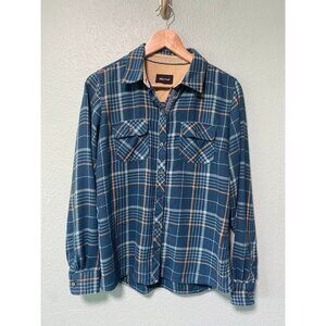 Marmot Women's Blue Teal Flannel Long Sleeve Plaid Cord‎ Lined Blouse Top Large